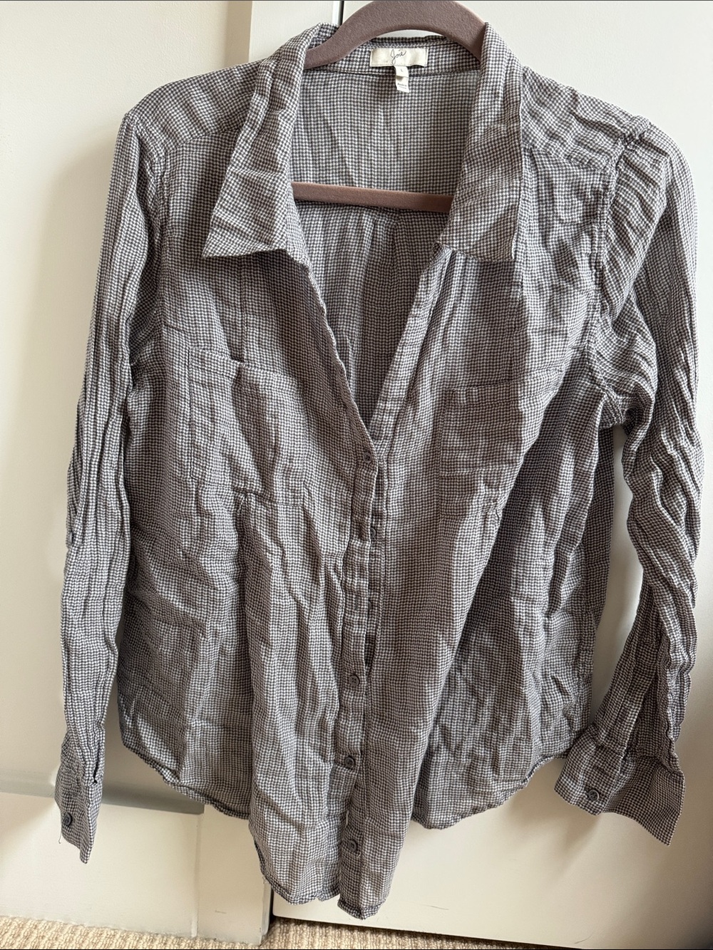 Joie Gray Checked Button-Down Shirt